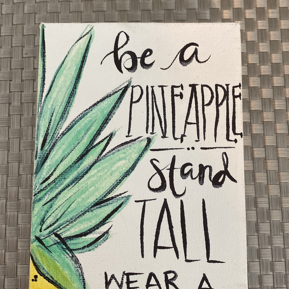 Hand painted home decor 4 x 12” canvas Be a pineapple - Picture 6 of 8